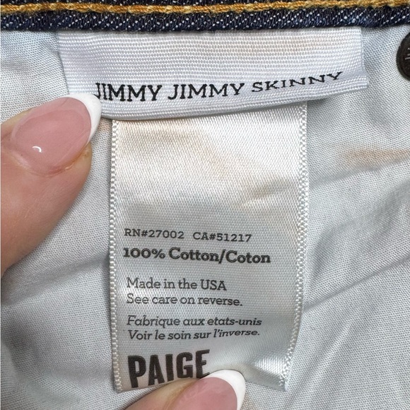 PAIGE Jimmy Jimmy Skinny Low Rise Dark Wash Jeans Womens 25 - Picture 7 of 13